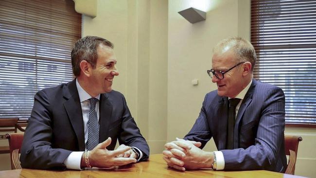 Treasurer Jim Chalmers and Chris Barrett, the new Chair of the Productivity Commission.