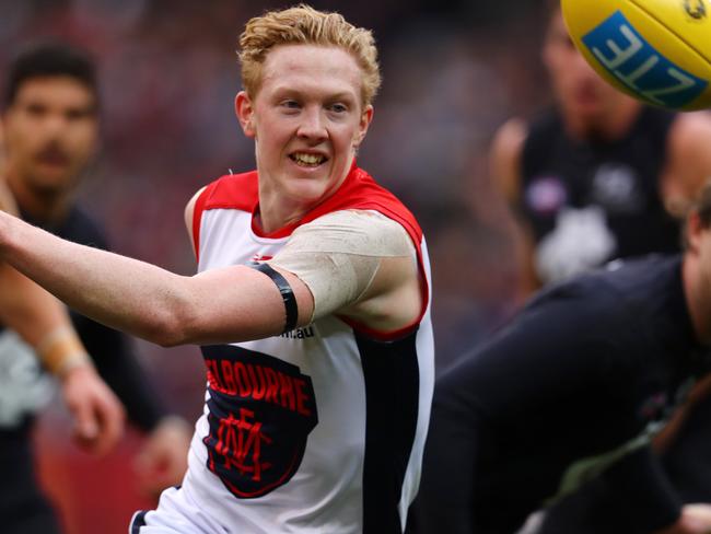 AFL Round 16. Carlton vs. Melbourne at the MCG. Melbourne's Clayton Oliver   . Pic: Michael Klein