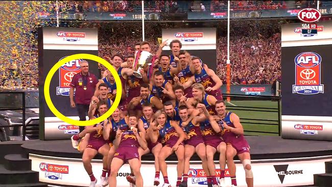 Chris Fagan was a proud papa bear. Photo Fox Footy.