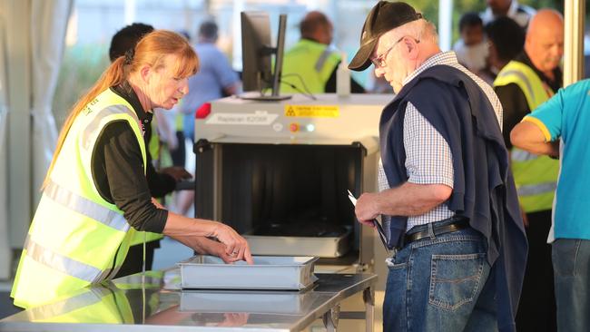 Closing Cermony for Commonwealth Games.Photo of airport security at gates.Photo by Richard Gosling