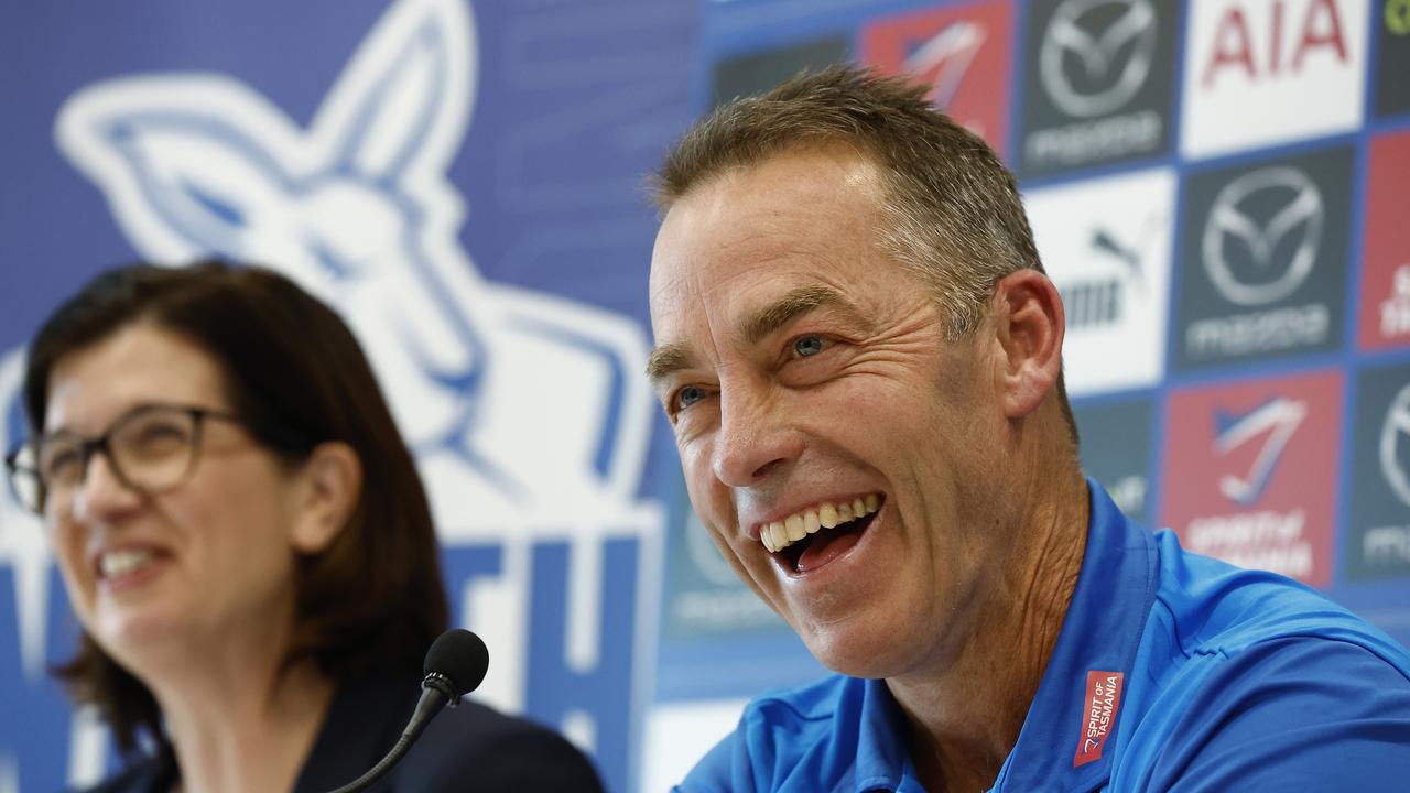 New North Melbourne coach Alastair Clarkson, right with president Sonja Hood, now has more draft picks to lure players. Picture: Getty Images