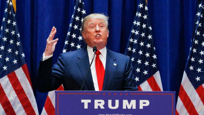 Donald Trump announcing his bid for the presidency back in the 2016 presidential race during an event at the Trump Tower in New York City.