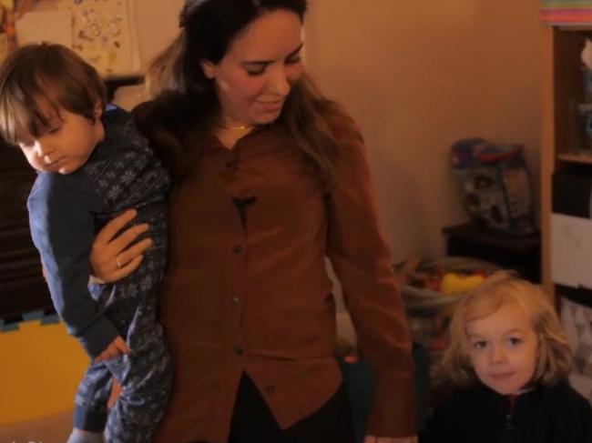 Stella Morris with sons Max and Gabriel, whose father is Julian Assange.