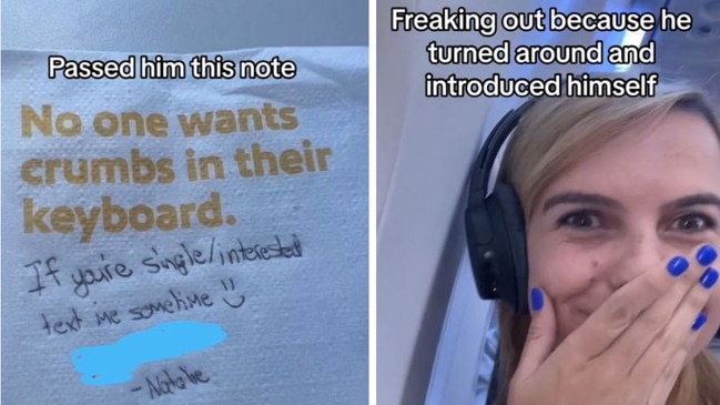 A bold plane passenger has gone viral on TikTok after revealing she put her phone number on a napkin and handed it to a ‘cute’ man on-board a recent flight.