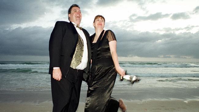 Sunrise on Surfers Paradise beach for Sharon and Nick Williams of Carrara, who had been to a ball.