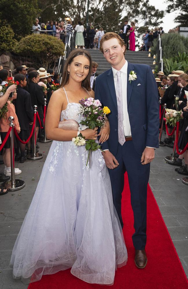 Cameron Bee and partner Jock Cameron arrive at The Glennie School formal at Picnic Point, Thursday, September 12, 2024. Picture: Kevin Farmer