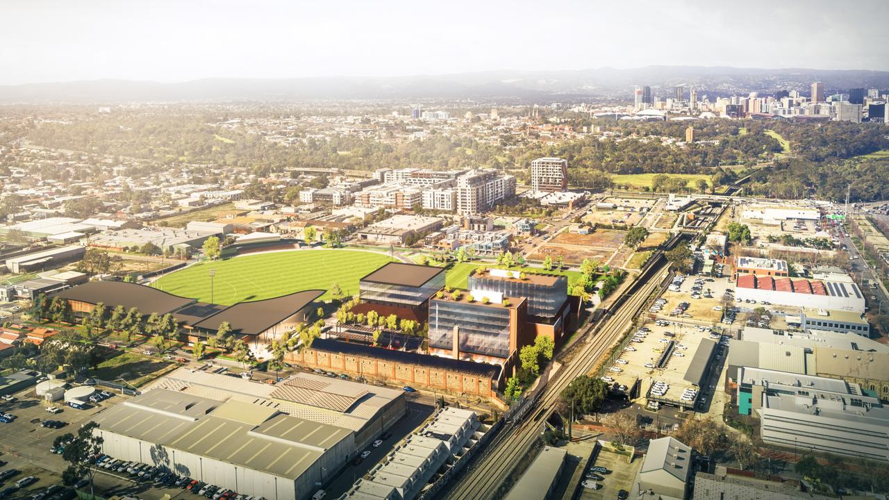 Artist’s impression of what the Adelaide Crows had planned for the former Brompton Gasworks site.