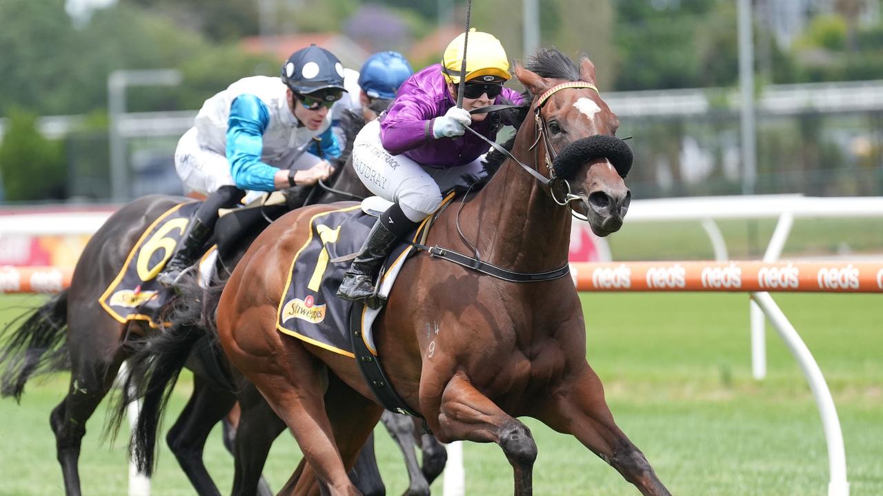 Celine Gaudray guides Is It Me to victory at Caulfield. Picture: Scott Barbour/Racing Photos via Getty Images