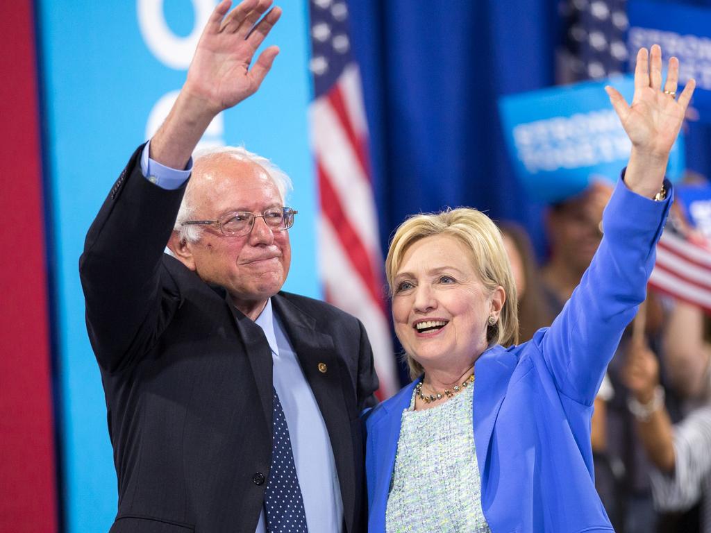 Hillary Clinton and Bernie Sanders. Picture: AFP