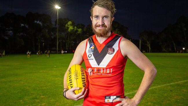 Daniel Weetra at the Para Hills Football Club. Picture: Ben Clark