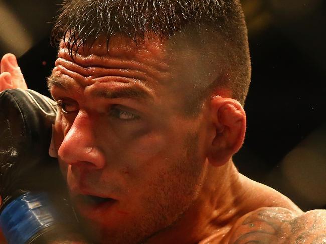 DALLAS, TX - MARCH 14: Rafael dos Anjos in the Lightweight Title bout during the UFC 185 event at American Airlines Center on March 14, 2015 in Dallas, Texas. (Photo by Ronald Martinez/Getty Images)