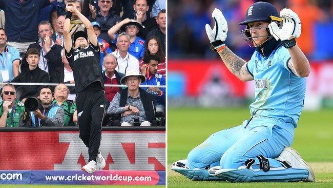 Trent Boult's mis-field and a deflection off Ben Stokes' bat led to a dramatic England victory in the Cricket World Cup final. Picture: