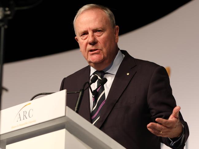 Former Treasurer Peter Costello speaking at the Alliance of Responsible Citizens conference. Jane Dempster/The Australian.