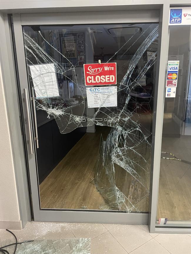 The Cairns International Tennis Centre has been broken into four times in the last year now the latest smash and grab has seen young crims steal a vehicle. Photo: Supplied