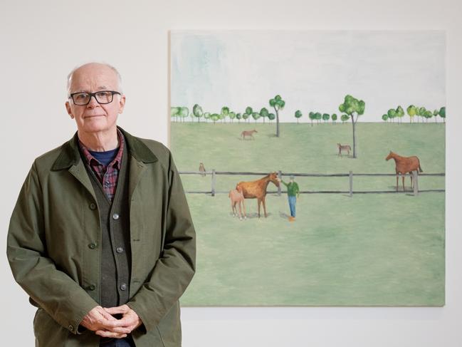 Noel McKenna in front of his Darling Prize winning work, William Nuttall with horses in field, 2023. Picture - Mark Mohell