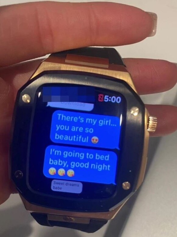 The texts he’d sent were visible on his unattended smartwatch. Picture: TikTok/TheSun