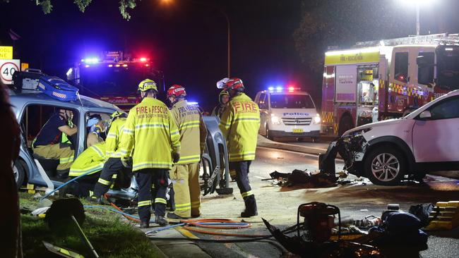 A medical team of doctors were responded by helicopter and landed in the Kings School oval. Picture: Bill Hearne