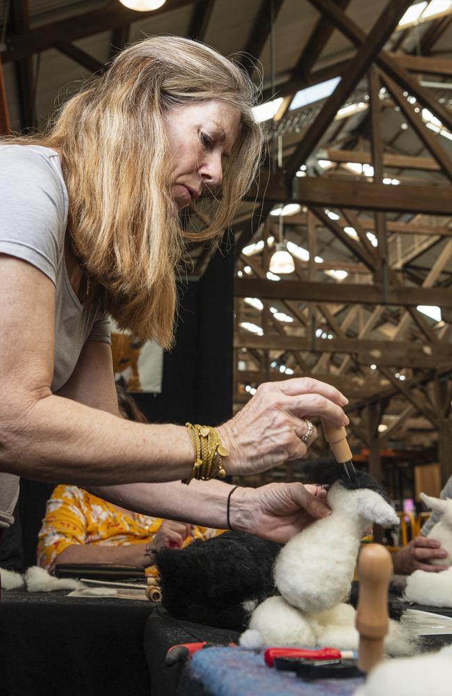 Di Conroy of Wild Wooly demonstrates needle felting during her workshop at Craft Alive at The Goods Shed, Saturday, August 24, 2024. Picture: Kevin Farmer