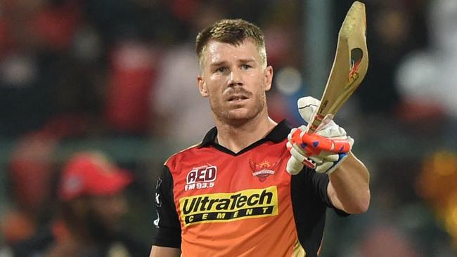 David Warner with his ‘Kaboom’ bat during the Indian Premier League.