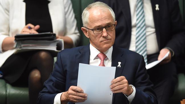 Australian Prime Minister Malcolm Turnbull during House of Representatives Question Time yesterday. (AAP Image/Lukas Coch)