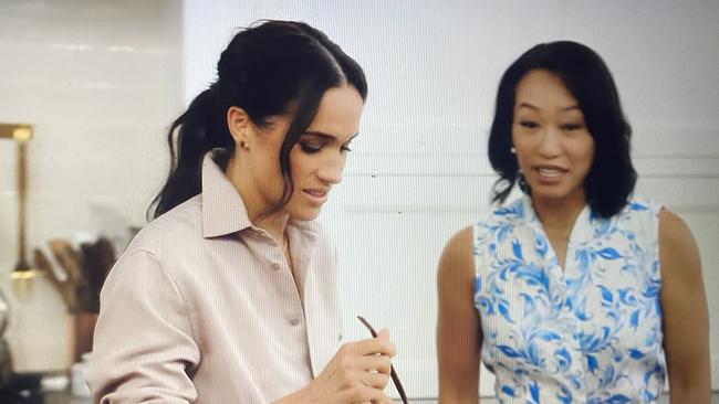 Meghan Markle and skincare founder Vicky Tsai in an episode of With Love Meghan