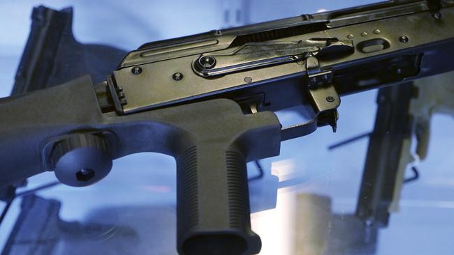 Taking stock: A ‘bump stock’, which allows semiautomatic weapons to function as fully automatic and was used by Paddock in his massacre. Picture: AP