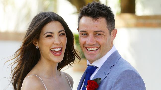 Cooper Cronk pictured with his newlywed wife Tara Rushton at Whale Beach.