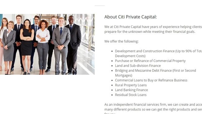 A screenshot from citiprivatecapital.com