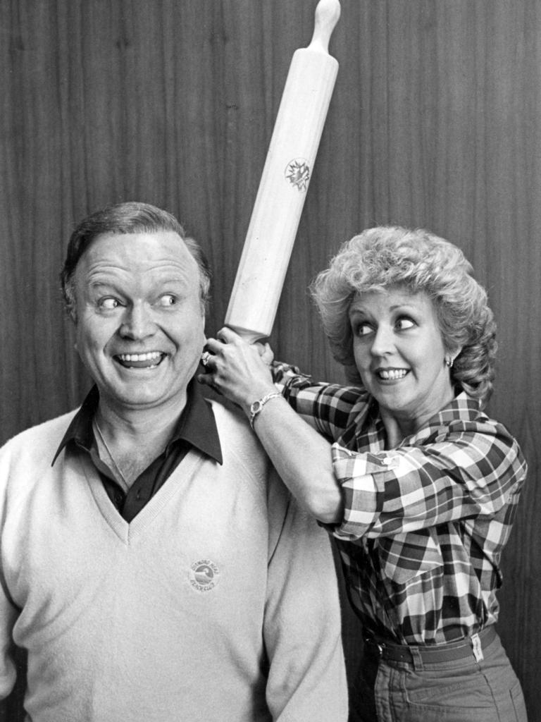 Bert Newton and wife Patti ham it up in 1983.