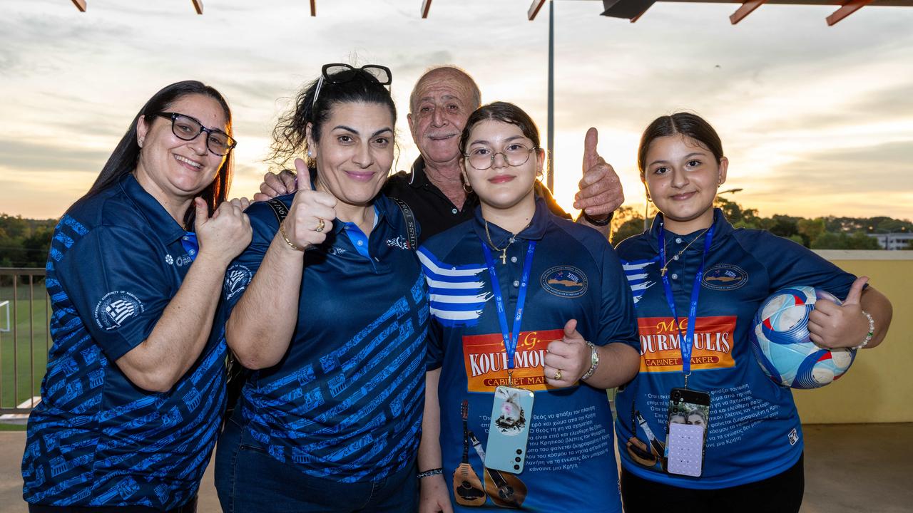 Chalikos Nomiki family at the fifth annual GleNTi Cup between Hellenic AC and Darwin Olympic SC, June 3, 2025. Picture: Pema Tamang Pakhrin
