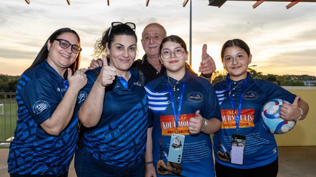 Chalikos Nomiki family at the fifth annual GleNTi Cup between Hellenic AC and Darwin Olympic SC, June 3, 2025. Picture: Pema Tamang Pakhrin