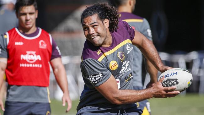 Adam Blair during Broncos training. Picture: AAP