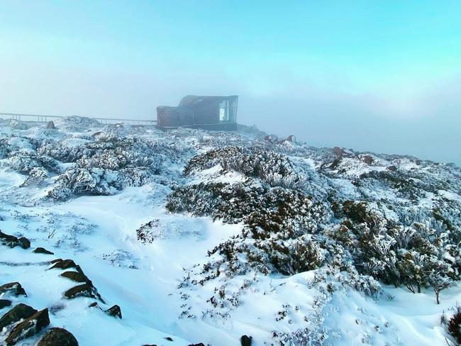 Snow on the top of kunanyi/Mt Wellington. Picture: Cas Garvey