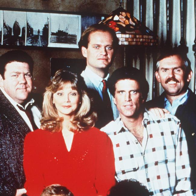Wendt (at left) with the cast of Cheers.