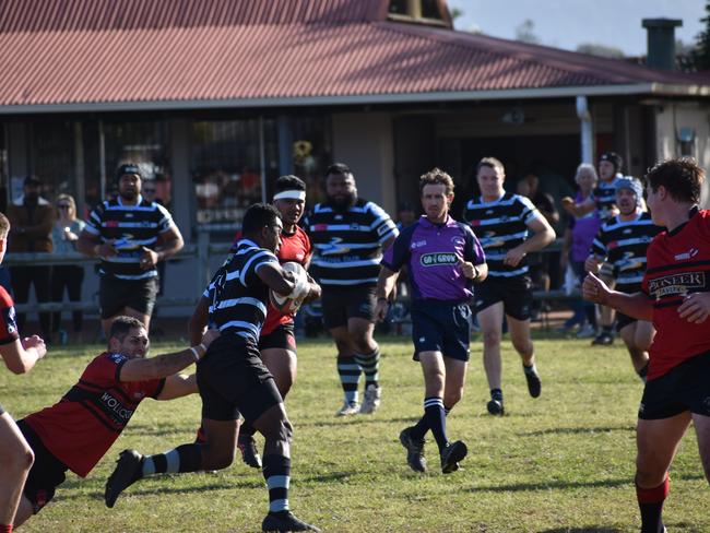 Nemani Matirewa breaks a tackle