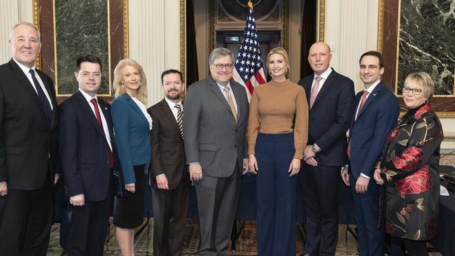 From left, Canadian Minister of Public Safety and Emergency Preparedness Bill Blair, U.K. Secretary of State for Housing, Communities and Local Government James Brokenshire, White House counsellor Kellyanne Conway, Assistant to the President and Director of the Domestic Policy Council Joe Grogan, Attorney-General William Barr, White House Senior Adviser Ivanka Trump, Australian Home Affairs Minister Peter Dutton and Tracey Martin, New Zealand Internal Affairs at the White House last week.