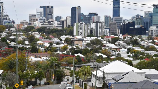 The suburbs of Paddington and Petrie Terrace are seen with the Brisbane CBD skyline in the background in Brisbane, Thursday, August 29, 2019. (AAP Image/Darren England) NO ARCHIVING