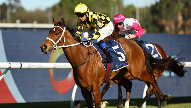 Autumn Glow and Kerrin McEvoy coast home to win the Up And Coming Stakes at Rosehill. Picture: Getty Images