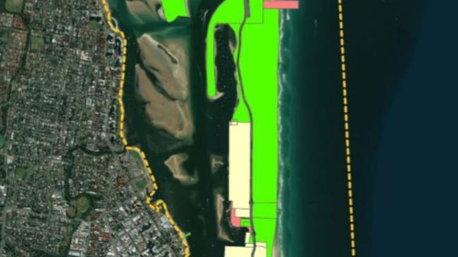 Land use on The Spit — State land marked in pink.