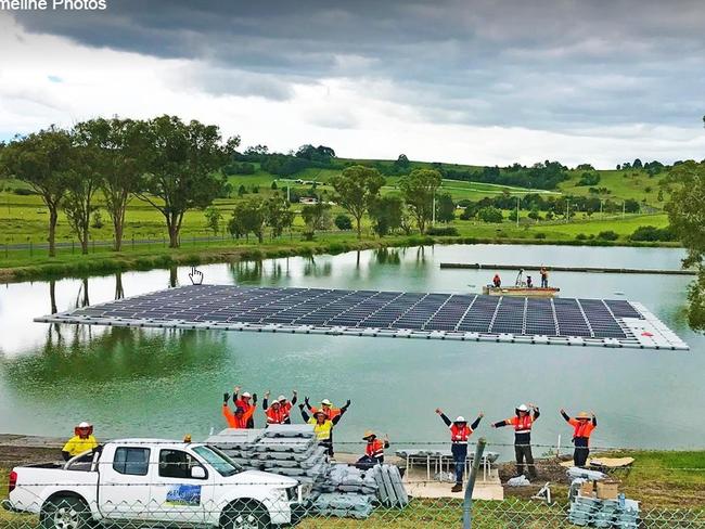 The floating solar farm in Lismore. Source: Lismore City Council