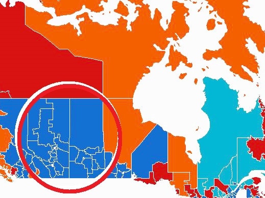 In Canda's Prairie Provinces few, if any, seats when Justin Trudeau's Liberal party. Picture: CBC.