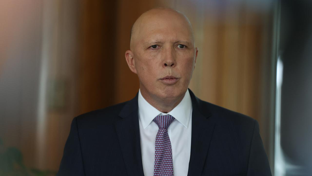 Defence Minister Peter Dutton used his National Press Club address to warn China to stay away from Taiwain. Picture: NCA NewsWire / Gary Ramage