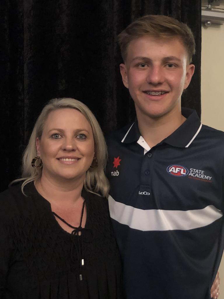 Lions player Kai Lohmann with mum Brooke Murray.