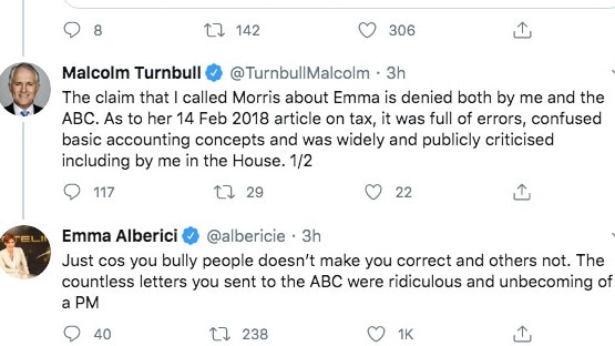 Mr Turnbull’s comments came after Emma Alberici announced her departure from the ABC.