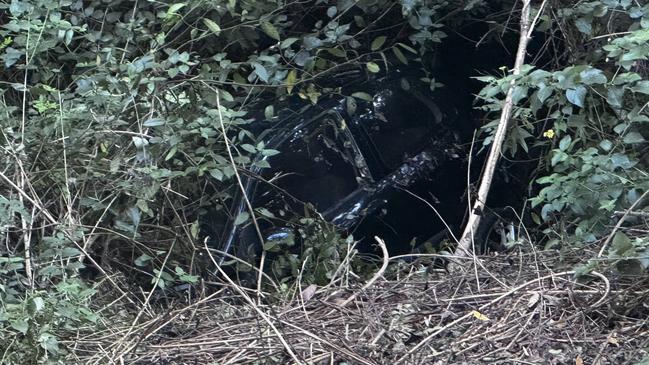 Car crashes down embankment in Gold Coast hinterland. Picture: Supplied.