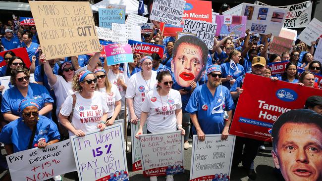 Nurses and midwives held a 24-hour statewide strike in November over their own pay rise dispute with the government. Picture: NewsWire / Gaye Gerard