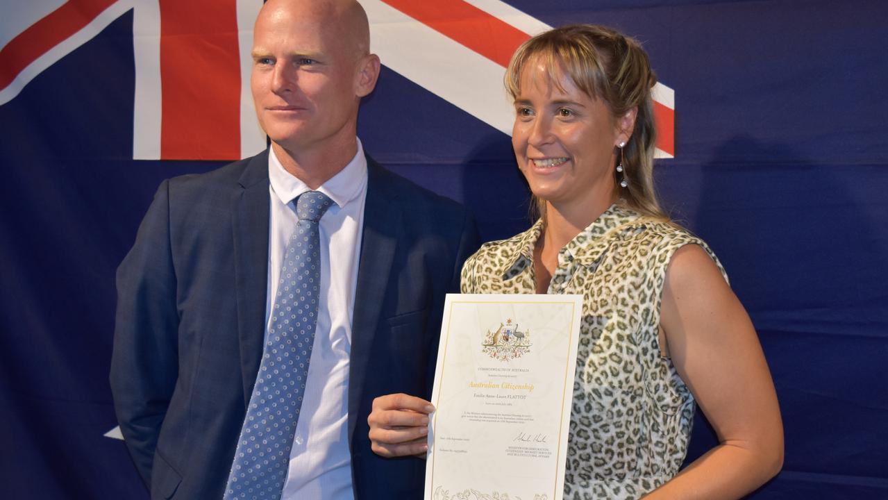 Emilie Flattot receiving her Australian Citizenship in Gympie. Photo: Elizabeth Neil