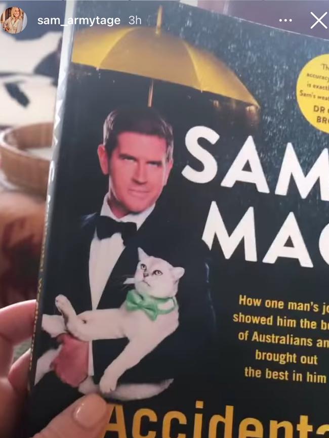 Sam Armytage Instagram stories on Sam Mac's book, Accidental Weatherman.