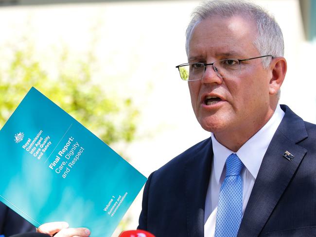 SYDNEY, AUSTRALIA - NewsWire Photos MARCH 01, 2021:The Hon. Scott Morrison Prime Minister addresses the media at Kirribilli House in Sydney, Australia. Picture: NCA NewsWire / Gaye Gerard