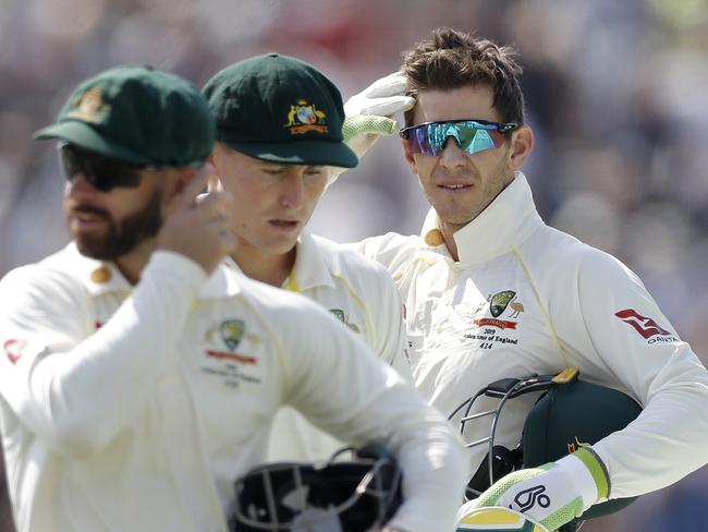 Things start unravelling on day four at Headingley as Paine (right) considers his options.